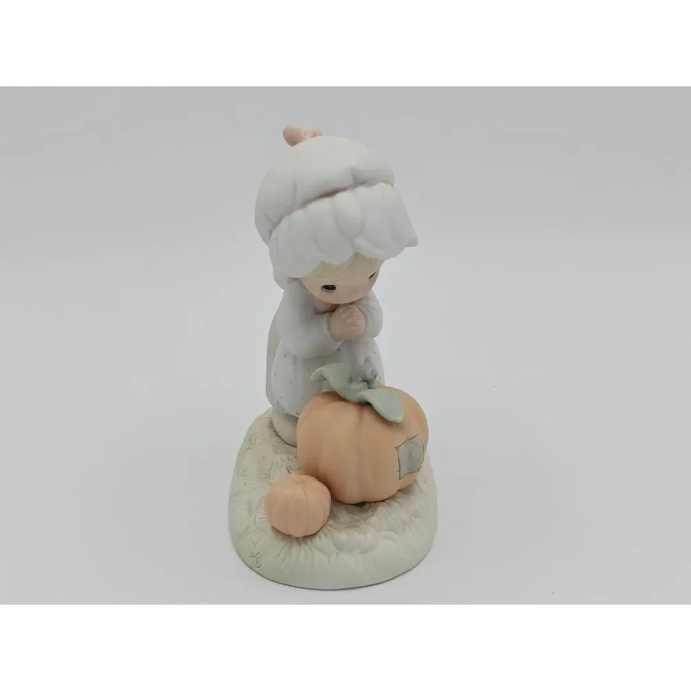 Precious Moments October Girl with Pumpkin Mouse 110094 1988‎ Figurine Enesco